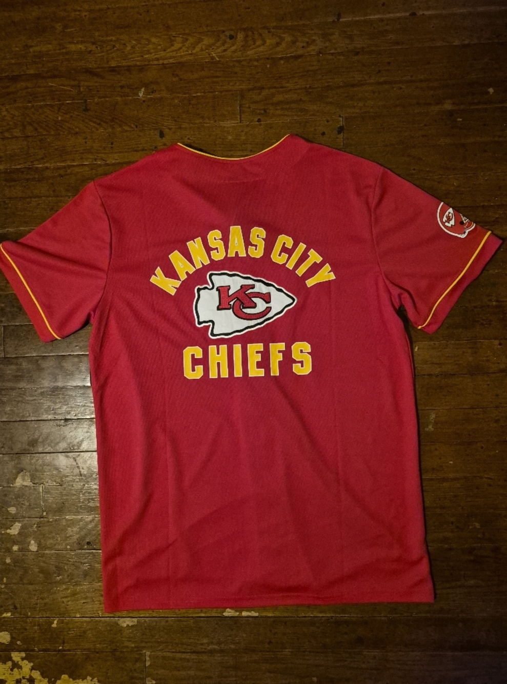 Kansas City Chiefs Red & Gold Button-Up Jersey Mens Sz Large - Picture 4 of 9